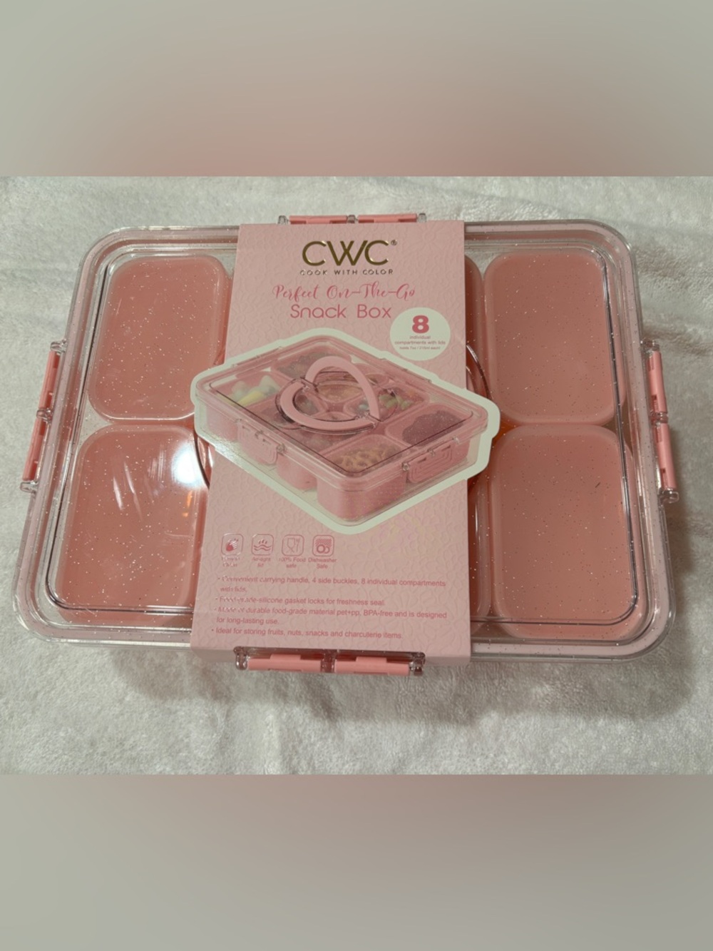 Cook With Color (CWC) - Pink Perfect On-The-Go Snack Box - 8 Compartments. NWT - Picture 2 of 7